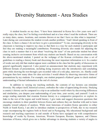 Diversity Statement Area Studies
