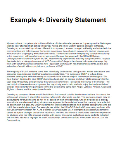 Diversity Statement Background