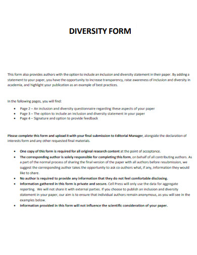 Diversity Statement Form