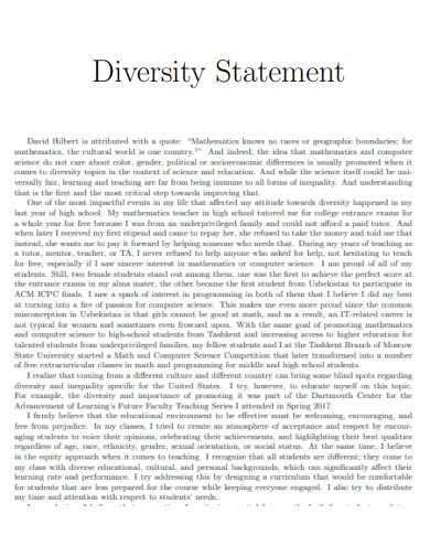 Diversity Statement Impact