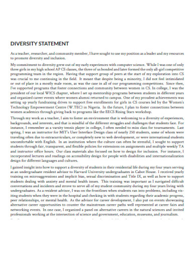 Diversity Statement Inclusion
