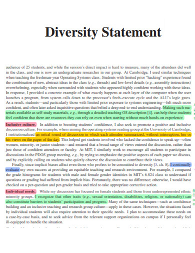 Diversity Statement Section