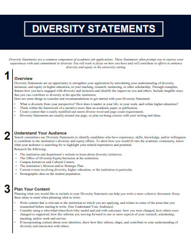 Diversity Statement Supplement