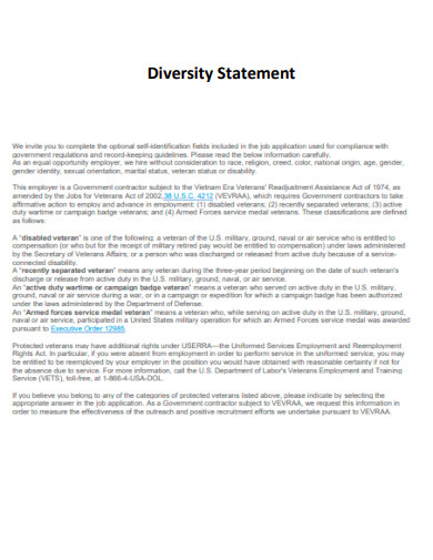 Diversity Statement classification