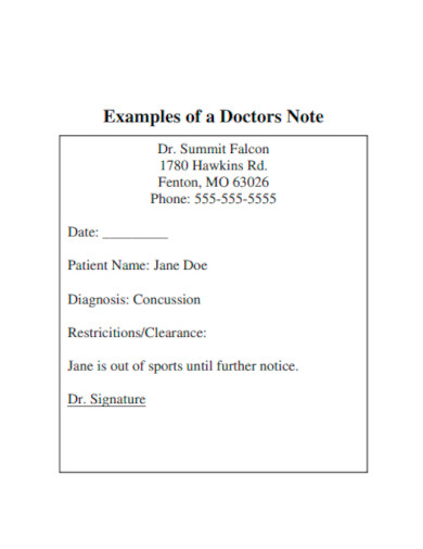 Doctors Note Example