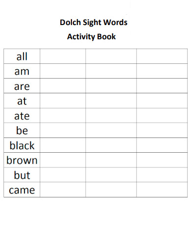 Dolch Sight Words Activity Book