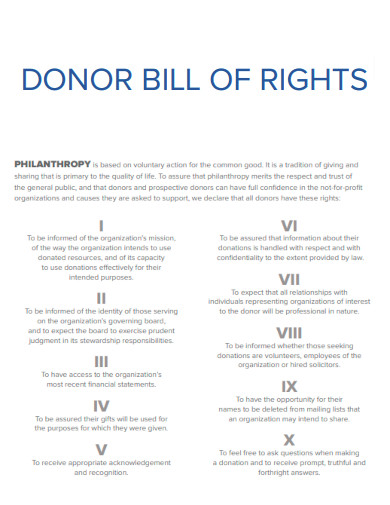 Donor Bill of Right