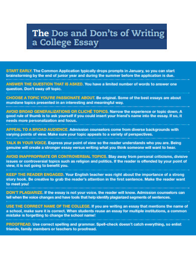Dos and Donts of Writing College Essay