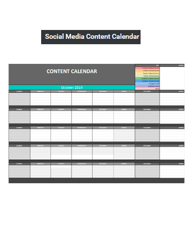 Downloadable Social Media Content Calendar