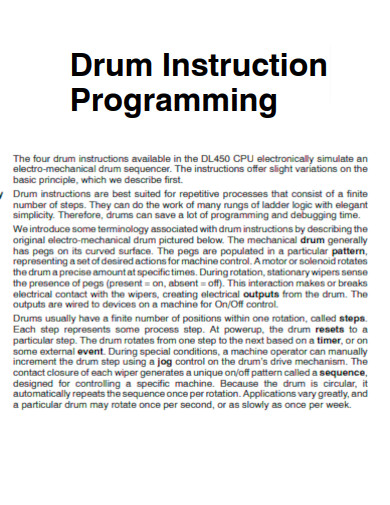 Drum Instruction Programming