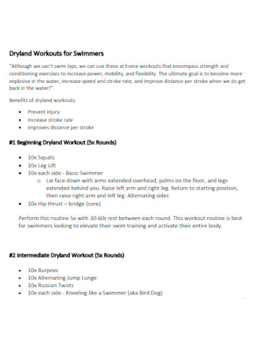Dryland Workout Plan for Swimmers