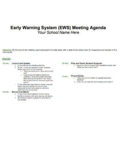 Early Warning System Meeting Agenda