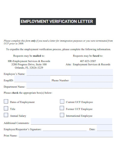 Editable Employment Verification Letter