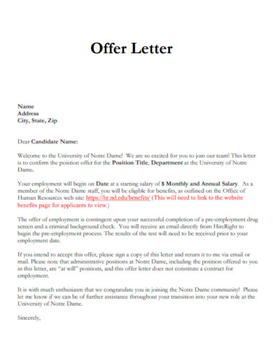 Editable Offer Letter