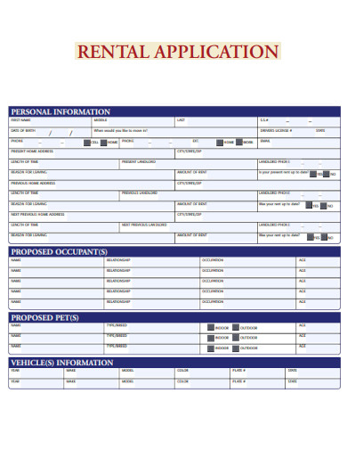 Editable Rental Application Form