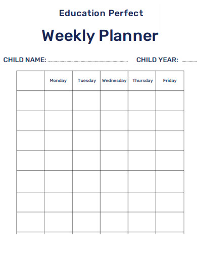 Education Perfect Weekly Planner