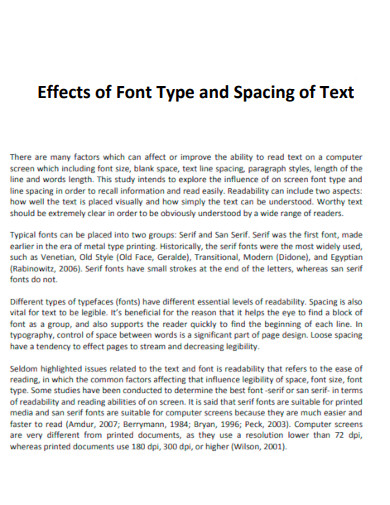 Effects of Font Type and Spacing of Text