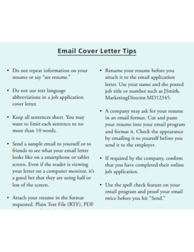 Email Cover Letter Tips