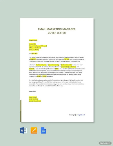 Email Marketing Manager Cover Letter