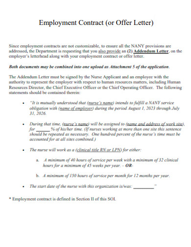 Employment Contract Offer Letter
