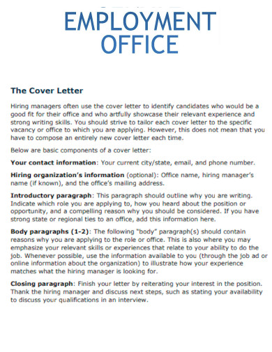 Employment Office Cover Letter for Resume