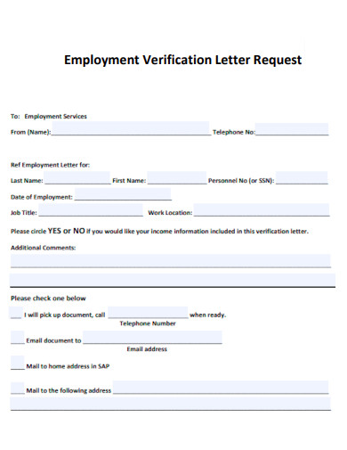 Employment Verification Letter Request