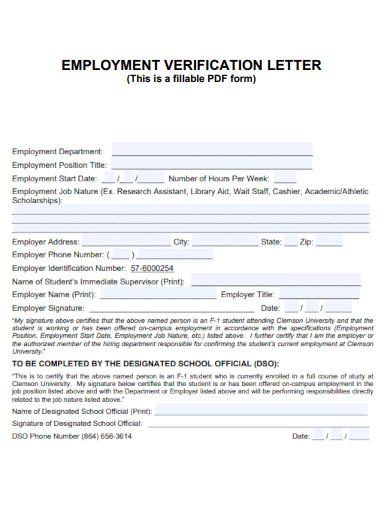 Employment Verification Letter in PDF