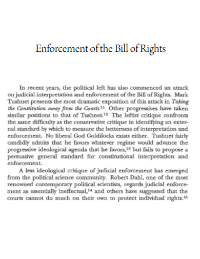 Enforcement of the Bill of Rights