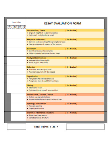 Essay Evaluation Form