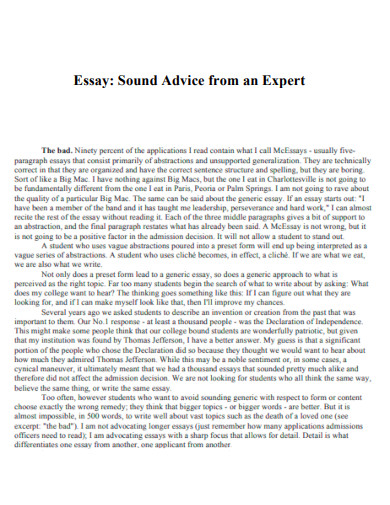 Essay Sound Advice from an Expert
