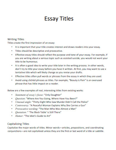 Essay Titles