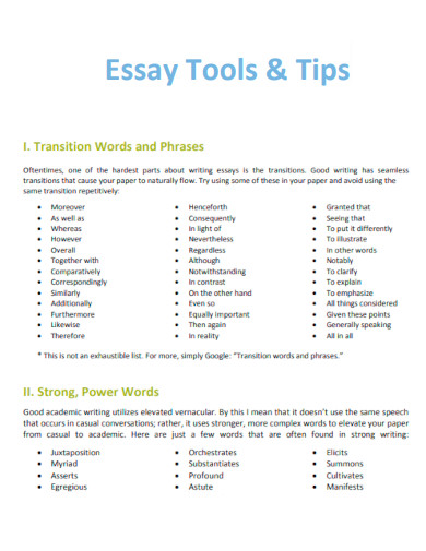 Essay Tools and Tips