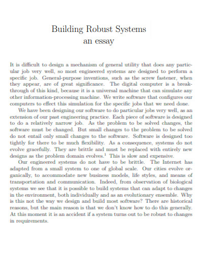 Essay on Building Robust Systems