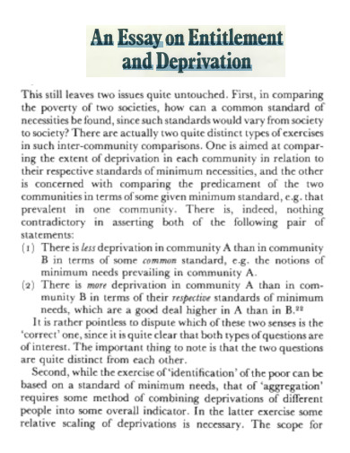 Essay on Entitlement and Deprivation