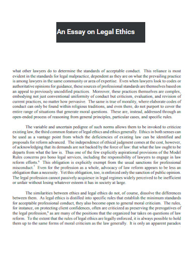 Essay on Legal Ethics