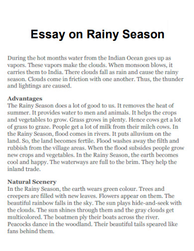 Essay on Rainy Season