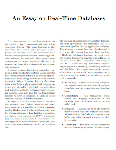 Essay on Real Time Databases