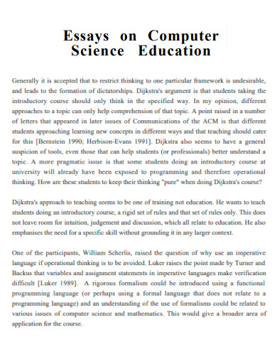 Essays on Computer Science Education
