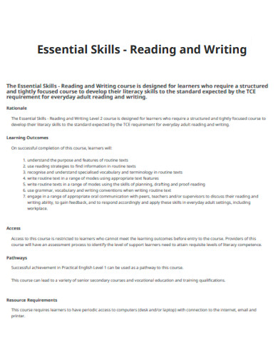 Essential Skills of Reading and Writing