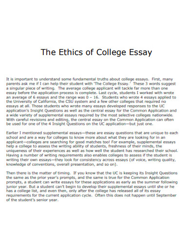 Ethics of College Essay