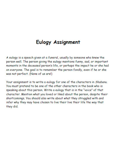Eulogy Assignment