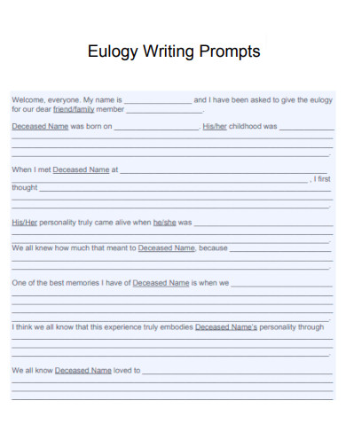 Eulogy Writing Prompts