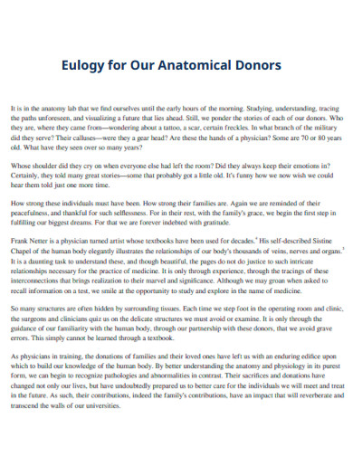 Eulogy for Anatomical Donors