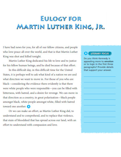 Eulogy for Martin Luther King