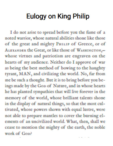 Eulogy on King Philip