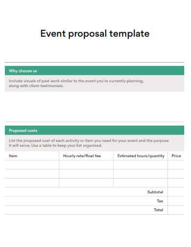 Event Proposal Template
