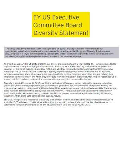 Executive Committee Board Diversity Statement