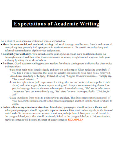 Expectations of Academic Writing