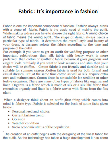Fabric Importance in fashion