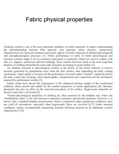 Fabric Physical Properties 